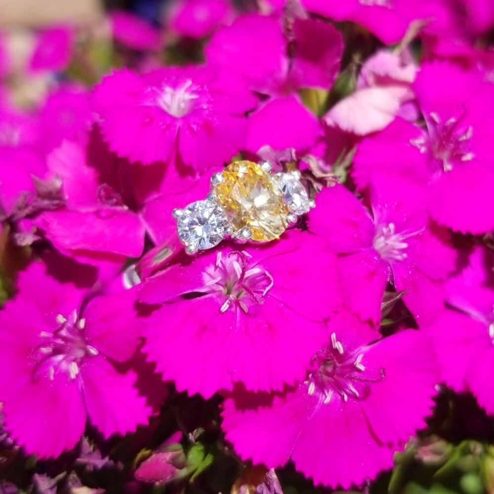 Canary Yellow Sterling Silver Cubic Zirconia Ring